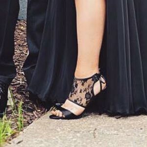 Open toed, lace heel with back straps
